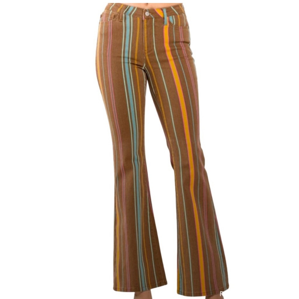 Judy Blue Astrid Striped Flares Jeans - Size 13/31